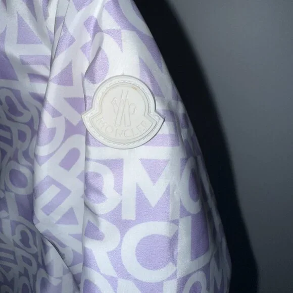 Moncler Kids Girls Logo Hooded Jacket – Size 3A (Toddler) – Lilac/White - Picture 7 of 12